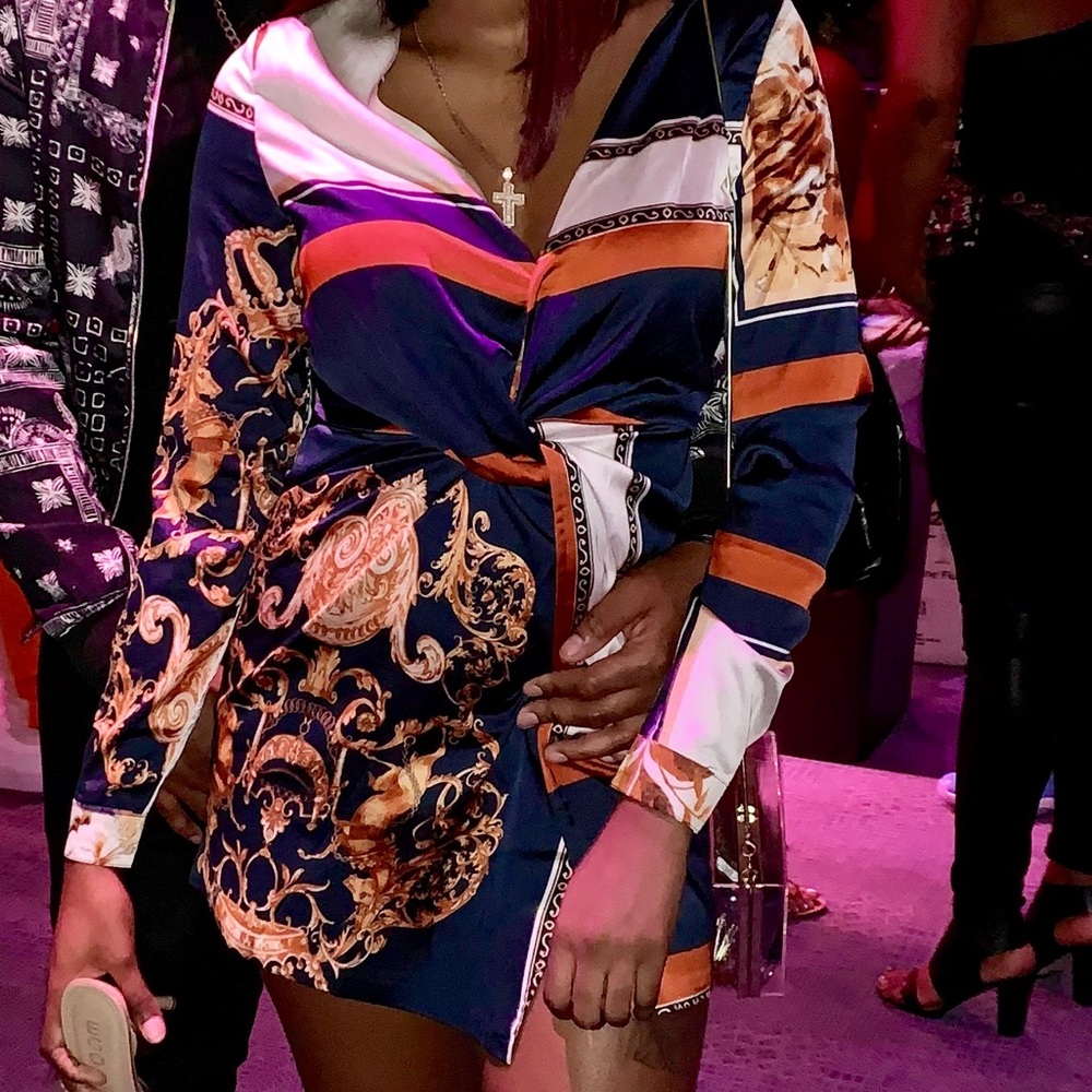 Long sleeve satin dress